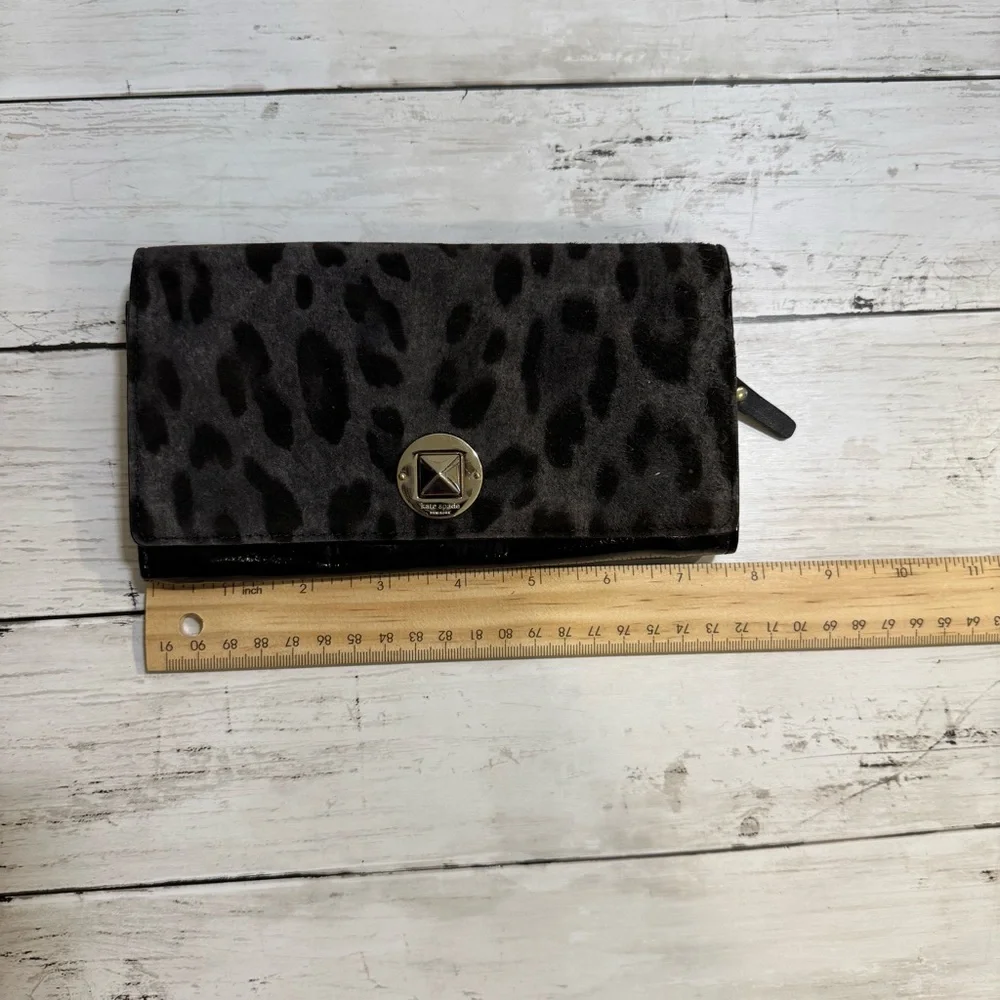 Kate Spade Black Harlow‎ Algonquin Leopard Wallet